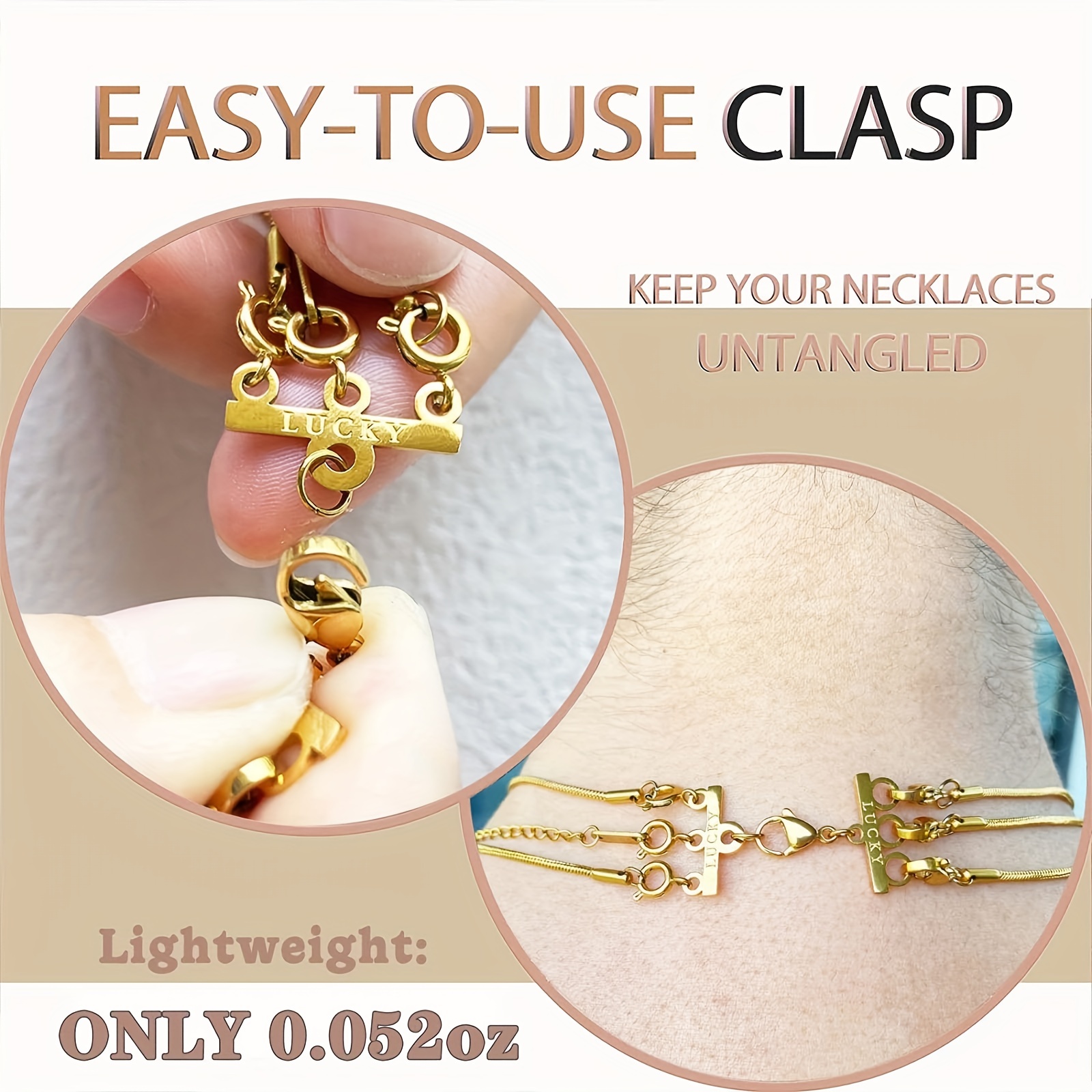 Layered Necklace Clasp 18K Gold and Silver Necklace Separator for Layering,  Multiple Necklace Clasps and Closures for Women 