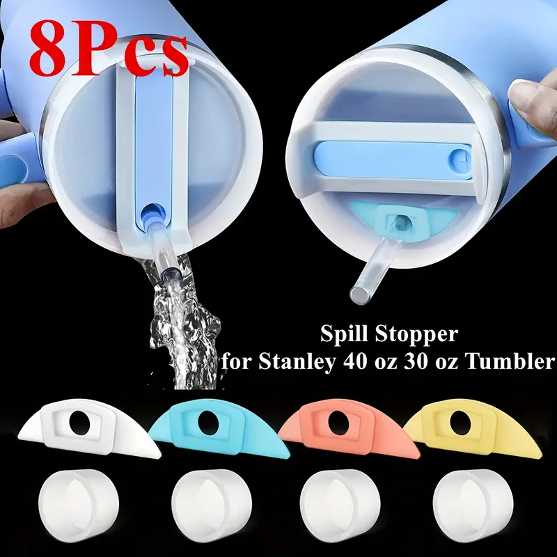 8 pcs Colorful Spill and Leak Stopper for Stanley 40 oz and 30 oz Tumblers  - Protect Your Drinks and Keep Your Table Clean