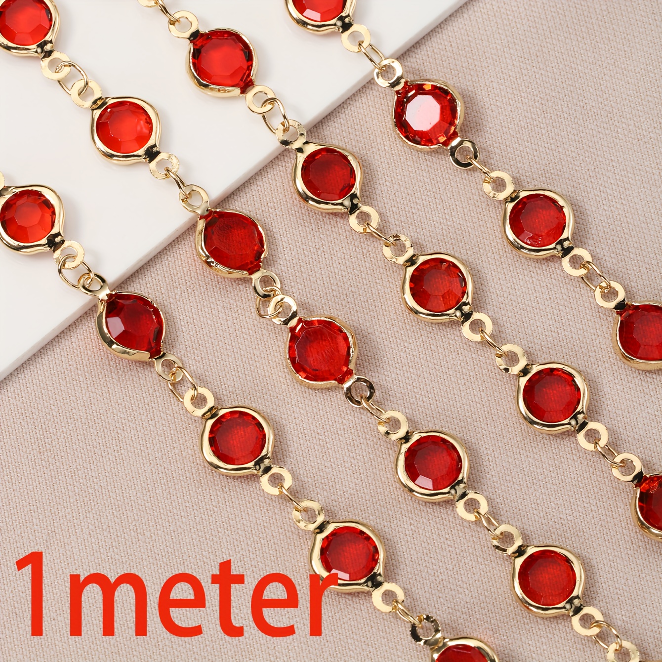 1 Meter Mixed Color Crystal Zircon Bezel Charms Beads Chain - Temu