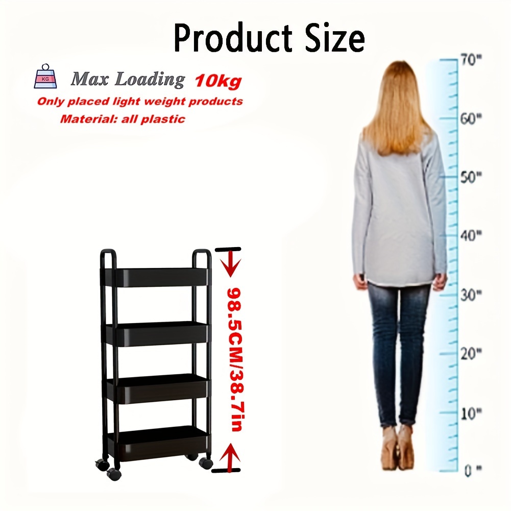 4 layer Plastic Thickened Cart Floor Storage Rack Double - Temu