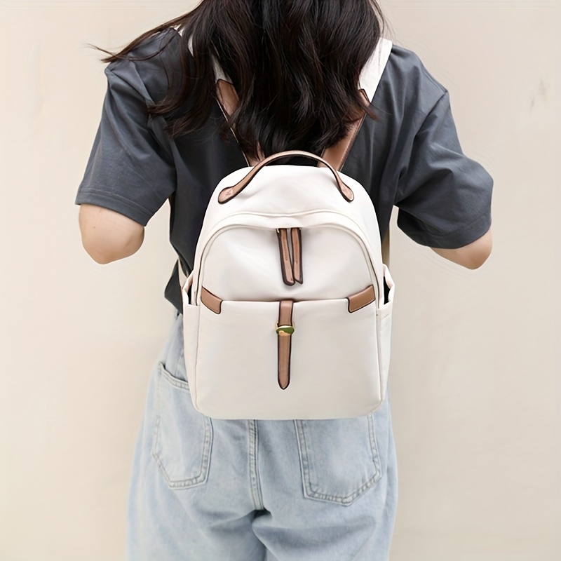 Colorblock Large Capacity Preppy Backpack Nylon Durable Lightweight Laptop Daypa