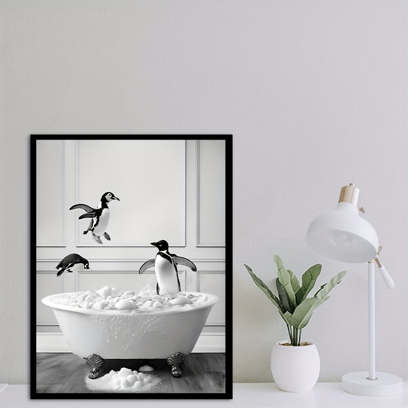 1pc Funny Toothbrush avec affiche de papier toilette - Humour unique  Peinture de salle de bain Toile pour la décoration de salle de bain