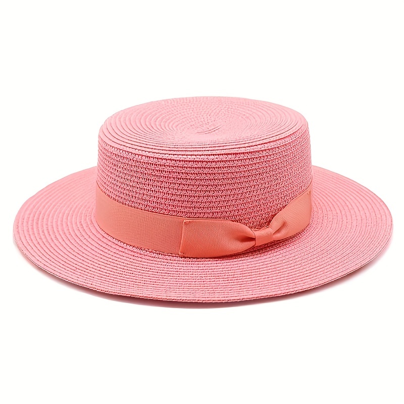 Straw Hat Sun Hat Trendy Summer Small Chili Bow Straw British Style Top Hat  For Men And Women Sun Protection Beach Hat For Youth - Jewelry &  Accessories - Temu Canada