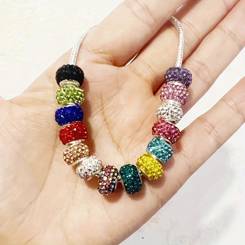 Large Hole Bead 4 Row Rhinestone Spacer Beads Mixed Color - Temu