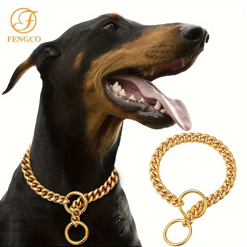Golden Chain Cuban Link Slip Dog Choke Necklace Collar Small - Temu Canada