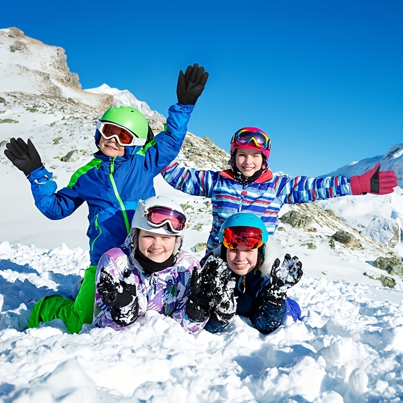 Acheter Gants de neige imperméables unisexe pour enfants, 1 paire,  antidérapants, chauds à cinq doigts, Protection contre le froid, Ski