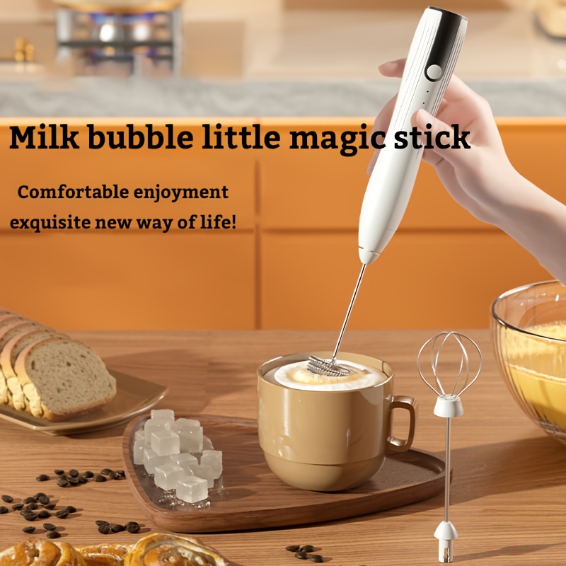Coffee Frother Handheld, USB-Rechargeable Hand Frother with 2 Stainless Whisks, 3-Speed Adjustable Handheld Milk Frother for Cappuccinos, Hot