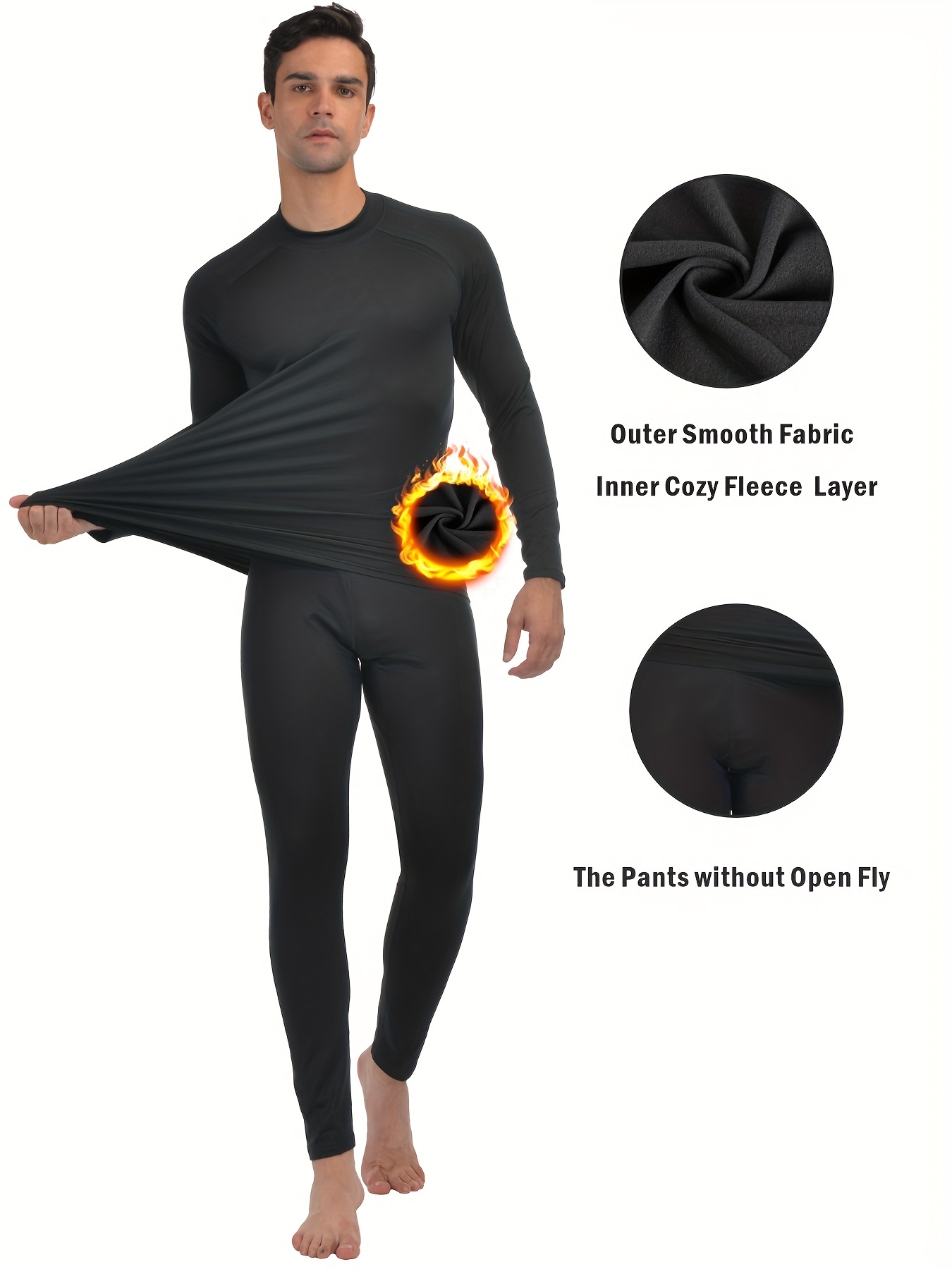 Thermal Underwear Men's High Stretch Breathable Fleece Top - Temu