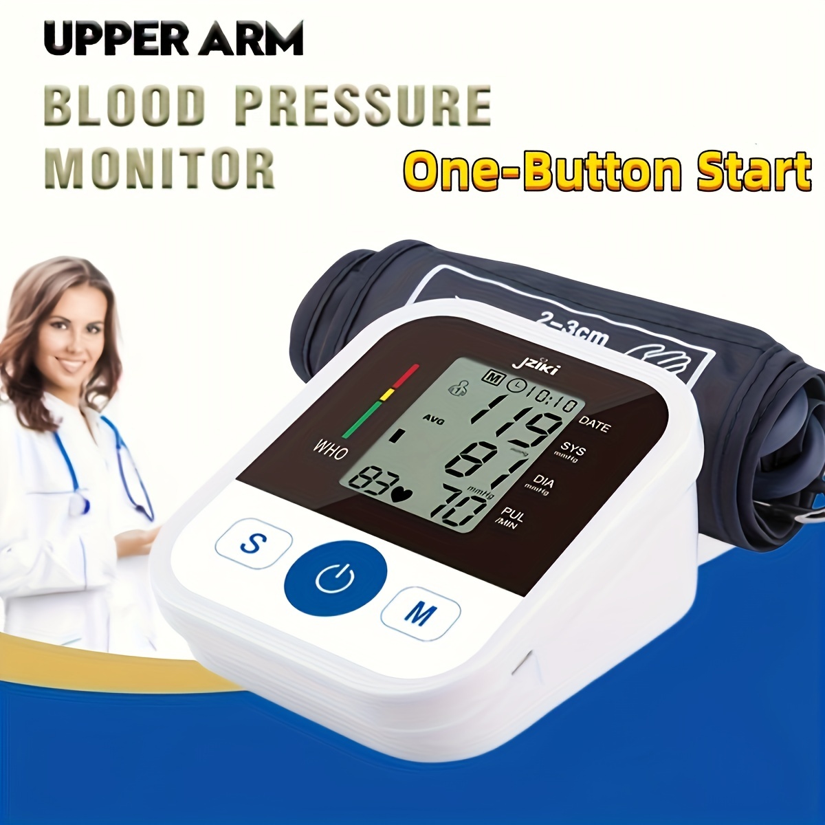 1pc Home Blood Pressure Monitor, Automatic Upper Arm Cuff Digital Blood  Pressure Machine With BP Cuff With 8.7-17 Inch Blood Pressure Cuff (Battery  No