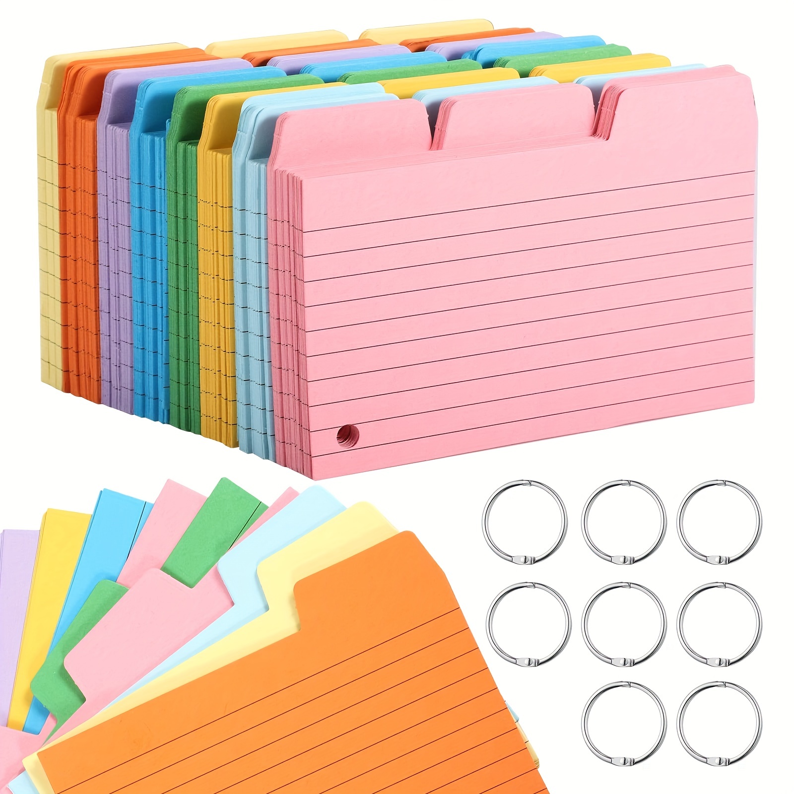 Findit Tabbed Index Cards for Office Organization - Pack of 36 Assorted Index Card Dividers - College Supplies, 4x6 Inches