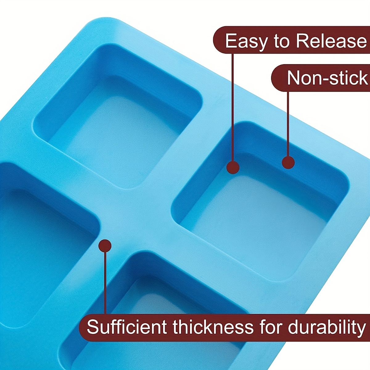 Silicone Brownie Pan 4-cavity Non-stick Square Baking Molds