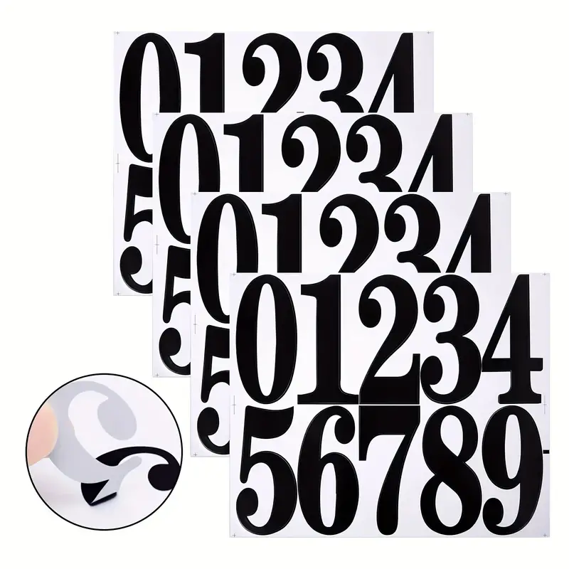 4 Sheets Numbers Stickers, Large Waterproof Stickers [3.94inch Numbers]  Number Stickers, Number Labels Numbers