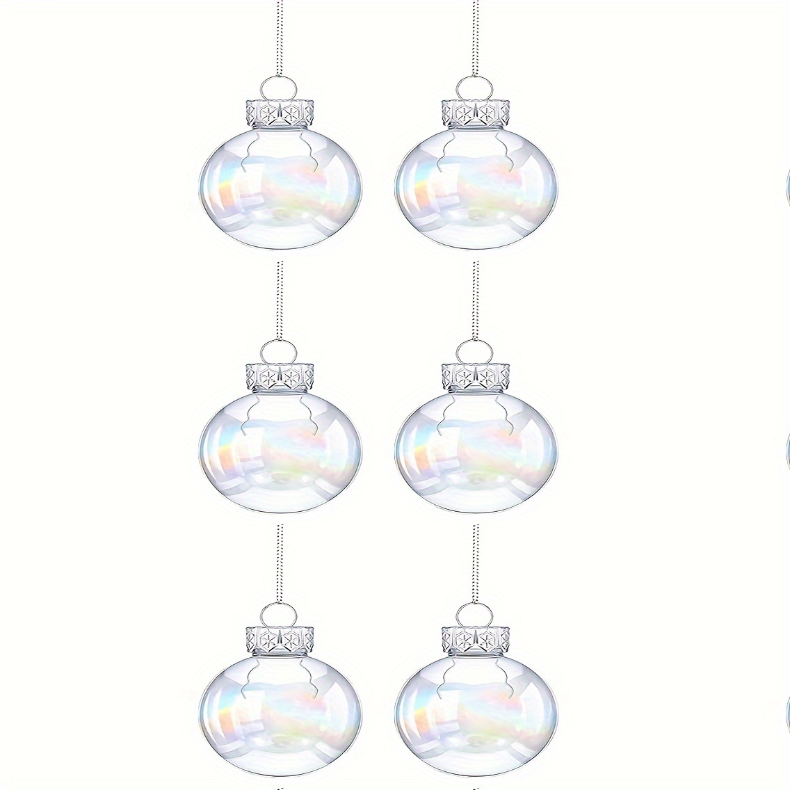 Iridescent Ornaments Balls,plastic Set Clear Iridescent Christmas