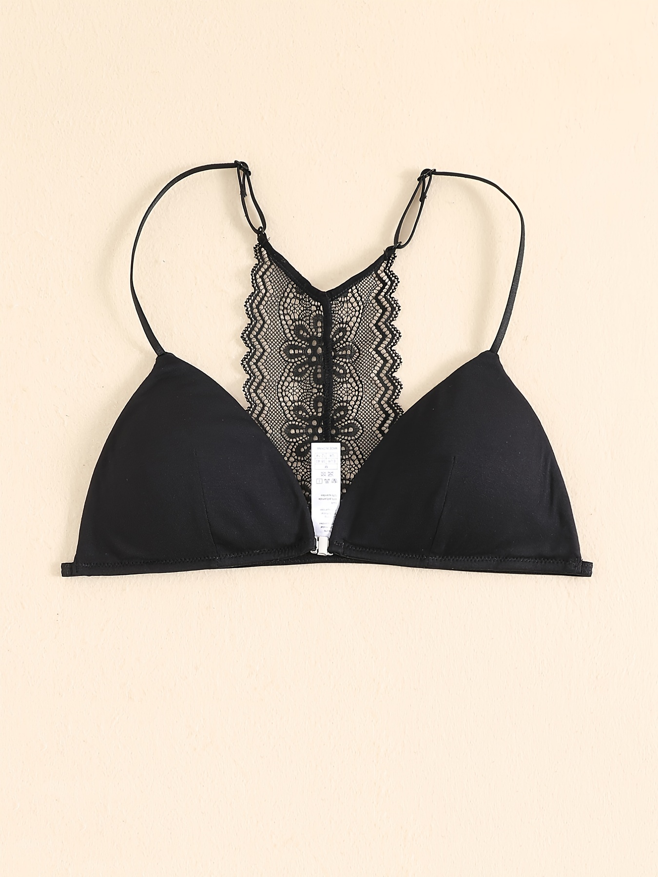 Triangle Cups Front Buckle Bras Lace Stitching Beauty Back - Temu