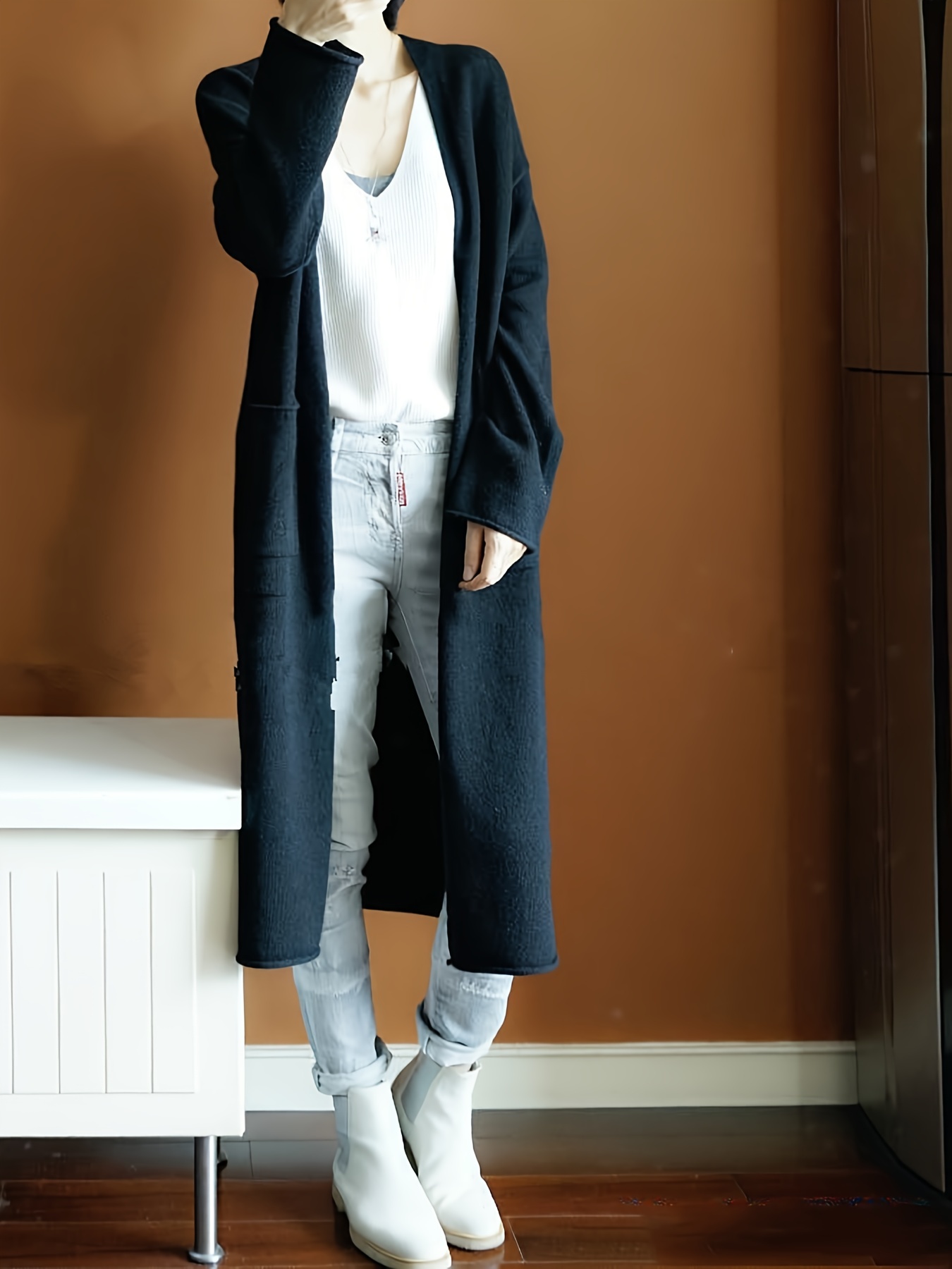 Women's Outwear Casual Loose Long Sleeve Plush Cardigan - Temu