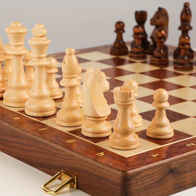 Xadrez Jogo De Xadrez Jogo de xadrez de madeira com tabuleiro dobrável,  peças de xadrez e caixa de armazenamento, jogo de tabuleiro 2 rainhas  extras Tabuleiro de Xadrez