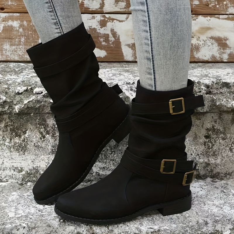 Botas Montar Planas Holgadas Mujer Botas Moto Vaqueras - Temu Chile