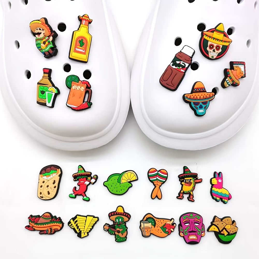 20pcs Funny Mexican Food Cute Shoescharms For Croc Sandals Pvc Jibz Kawaii  Unisex Shoes Decoration Party Gifts Slippers Sandals | Shop Now For  Limited-time Deals | Temu