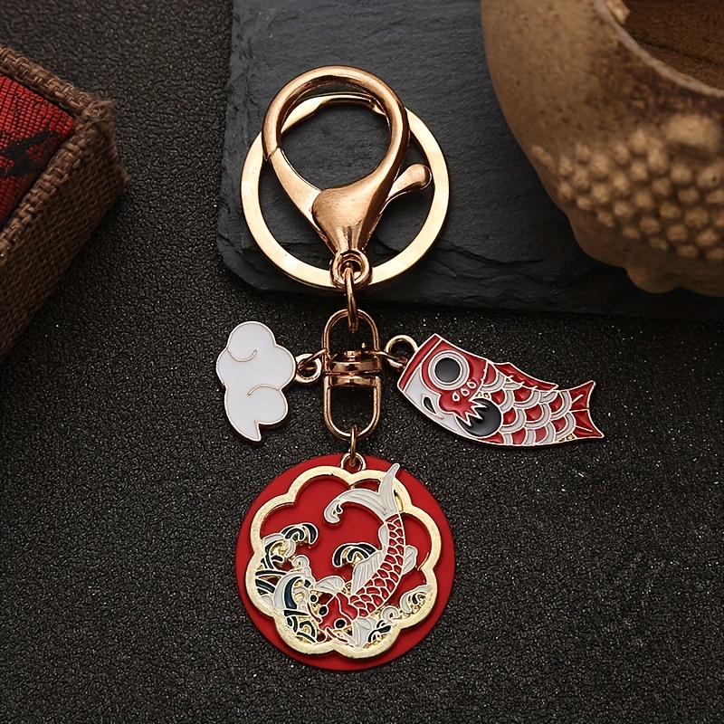 Creative Cute Car Key Accessories Alloy Bag Pendant Decoration Cherry  Blossoms Pray Carp Koi Sakura Car Key Ring Women Key Chain Koi Lucky  Keychain Japanese Style Pendant C 