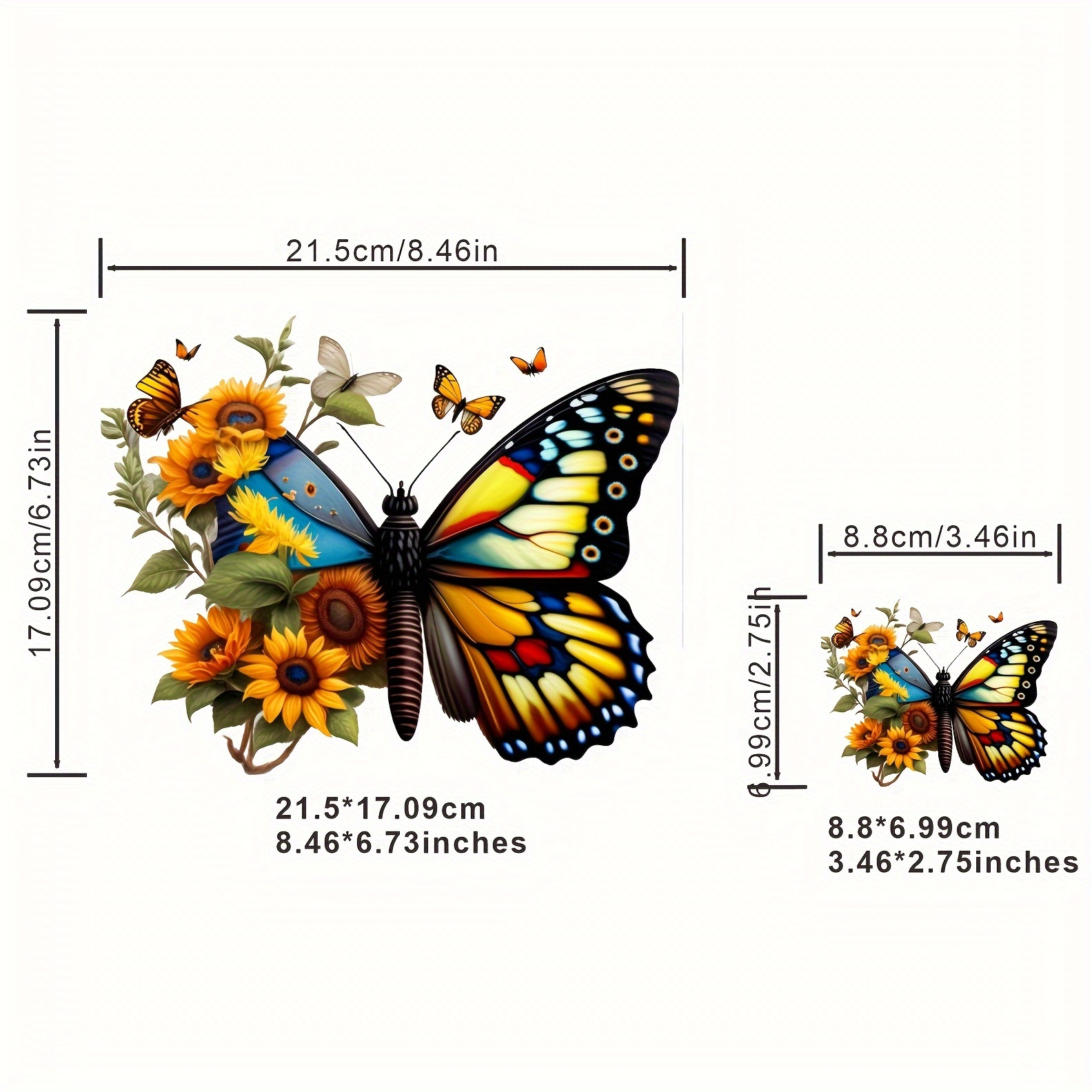 Sunflower with Butterfly applique patches for clothes heat transfer paper  for t shirts heat press diy transfer decals designs