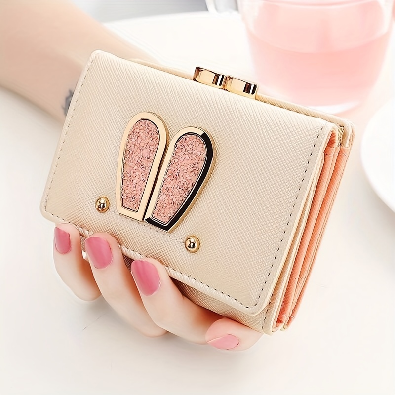 Small Leather Wallet for Women Girls Credit Card Holder Purse Pink