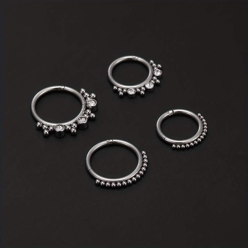 Men's 316L Stainless Steel Zircon Nose and Ear Piercing Ring