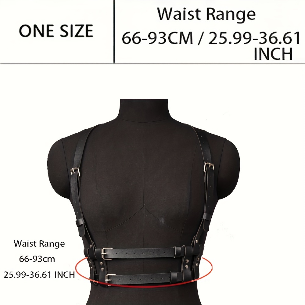 1pc Women's Red Leather Chain Detail Bra Waist Belt