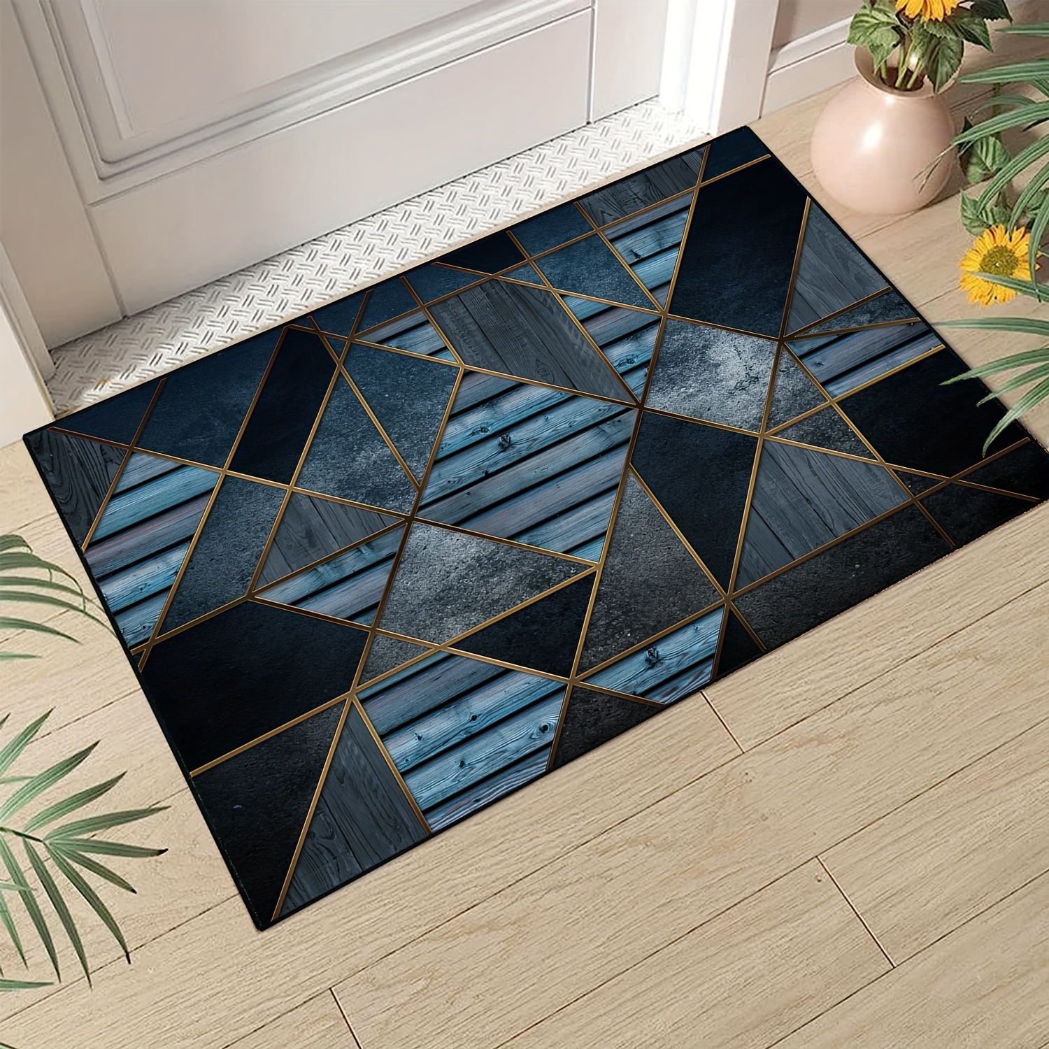 

1pc Geometric Door Mat Non-slip Floor Mats Indoor Outdoor Modern Entrance Carpet Home Decor Blue/brown 16"x24"/40x60cm 20"x32"/50x80cm