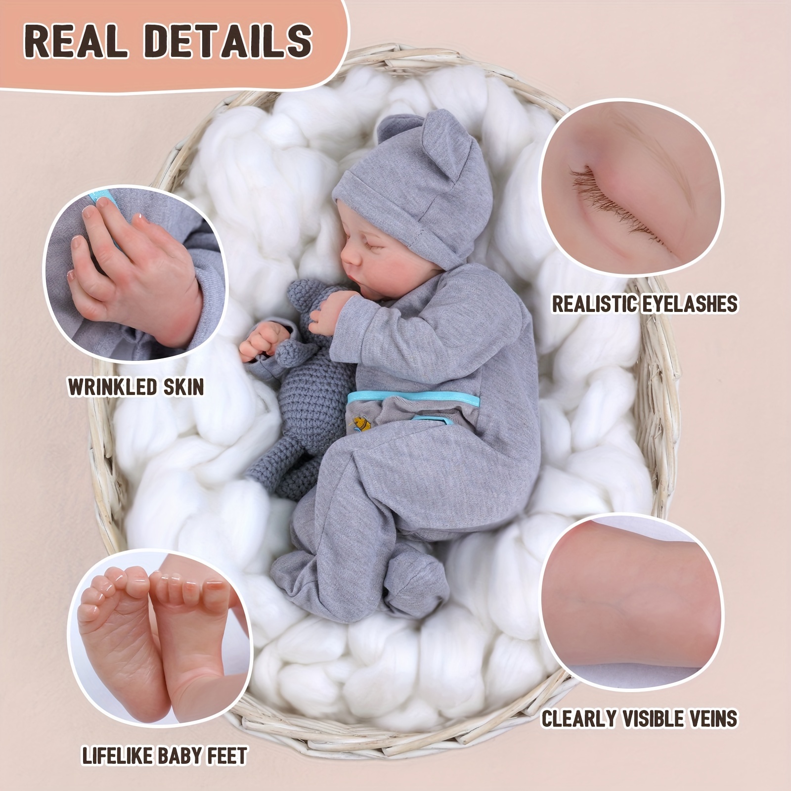 ADFO 20 Inches Levi Reborn Baby Doll Bebe Reborn Real Reborn toddler Full  Vinly