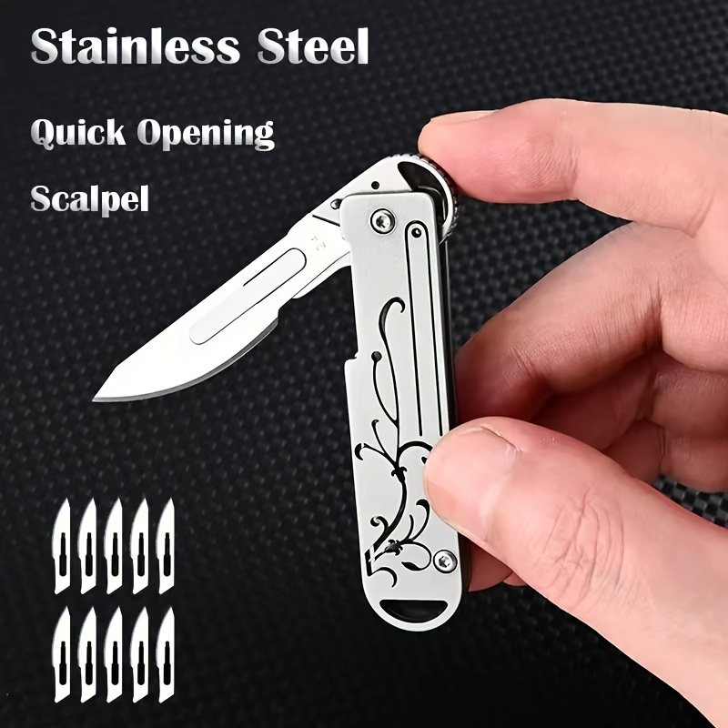 Scalpel Utility Knife Aluminum Alloy Handle Folding Knife Outdoor