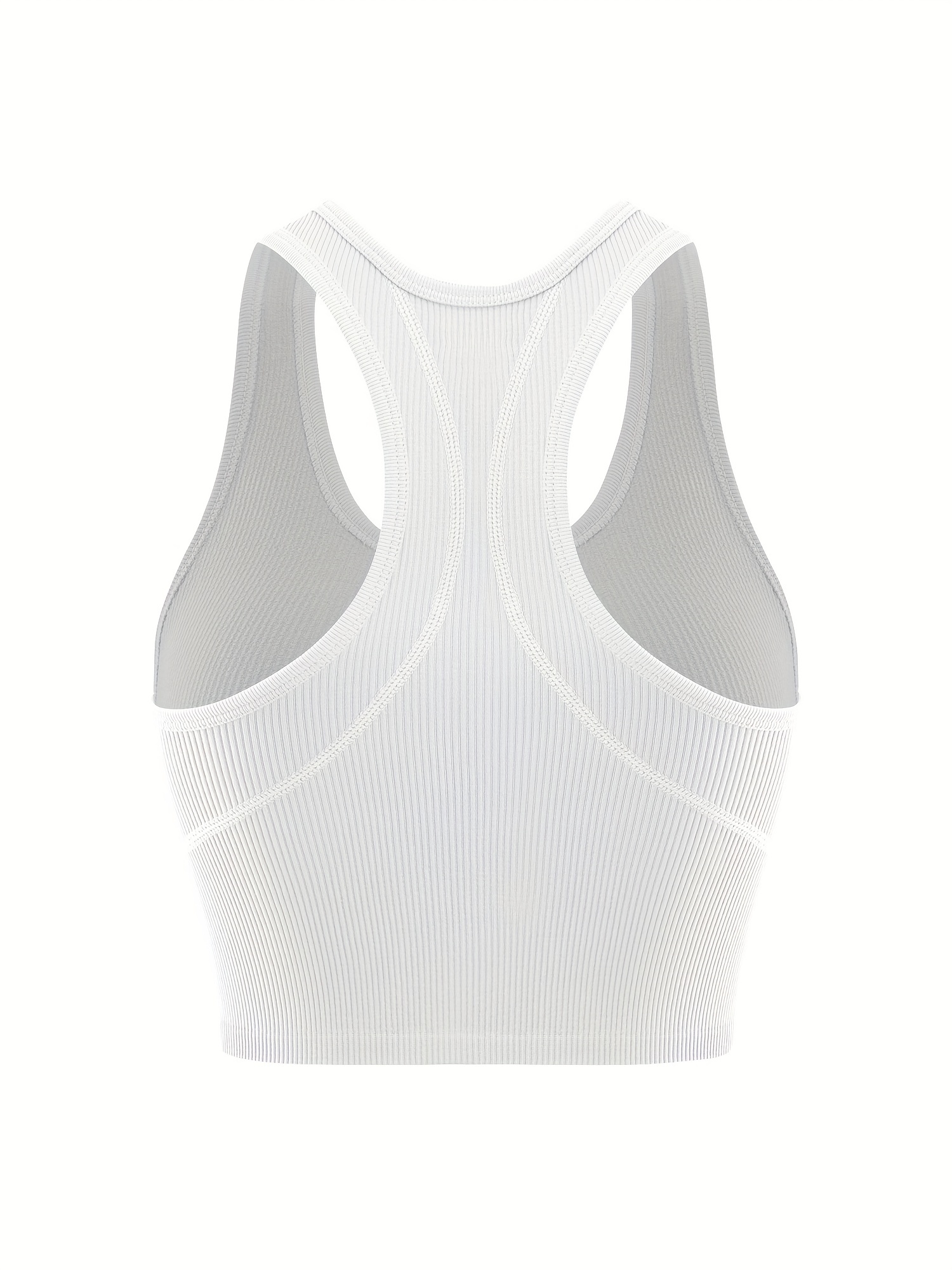 Lu's Chic Women's Padded Tank Tops Workout Strappy Athletic Gym Sports Bra  Ribbed Yoga Crop Top White Medium