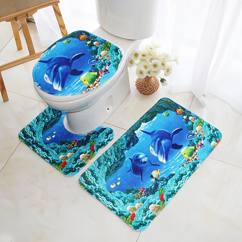 Flower Printed Toilet Mat, Floor Carpet Bathroom Waterproof Slip Mat, Home  Decor - Temu