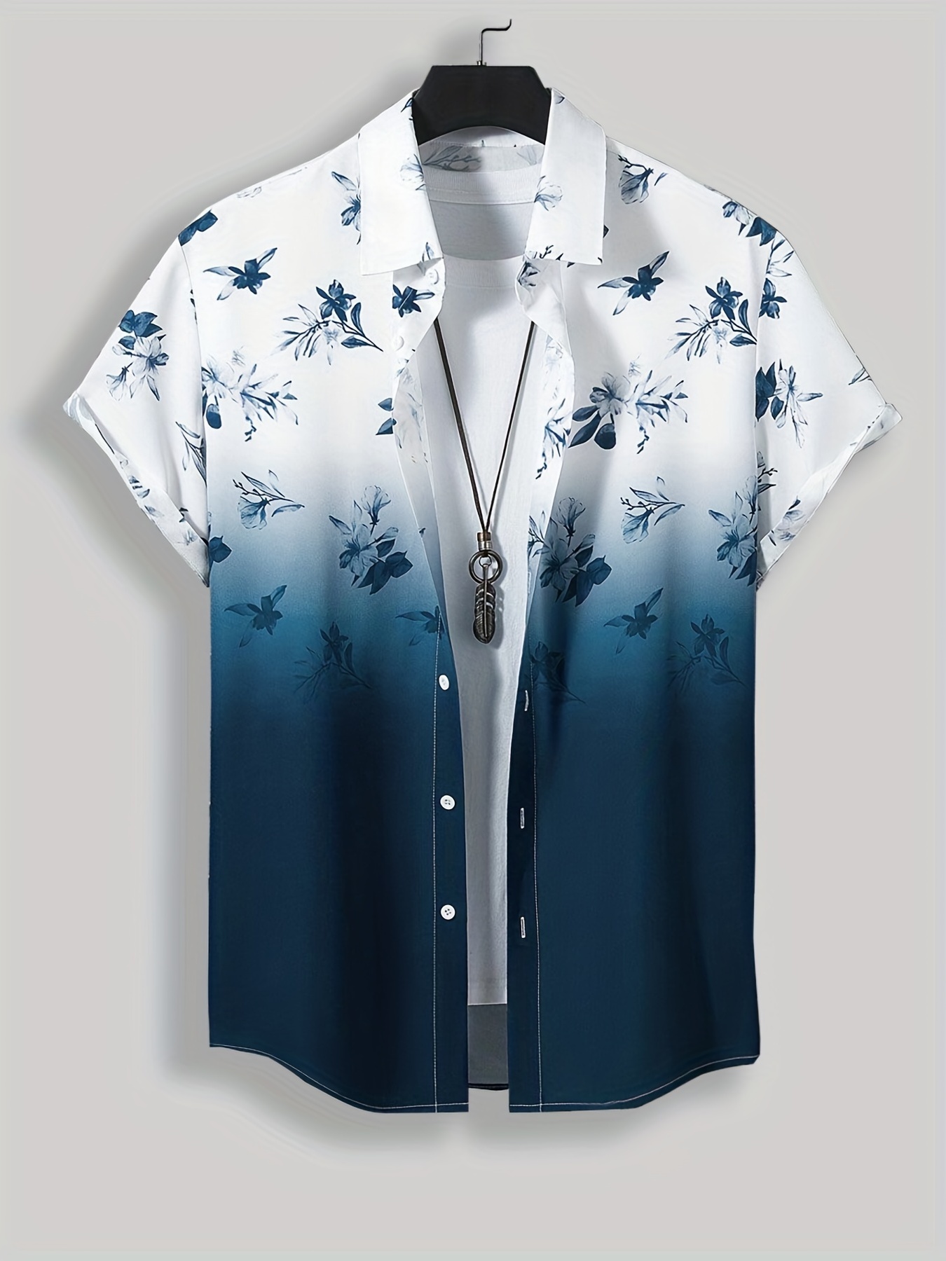 Casual Floral V Neck Button Down T Shirts Tops Mens Clothing | Check ...