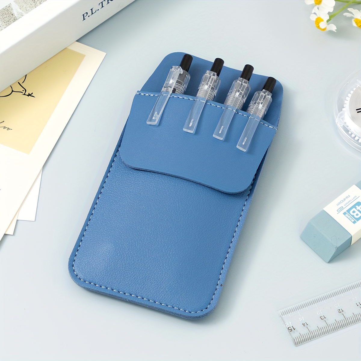 Pen Bag Doctors Nurses Accessories Double-Layer Leather Pen Holder Pocket  Protector Pencil Case Leak-Proof Pen Pouch