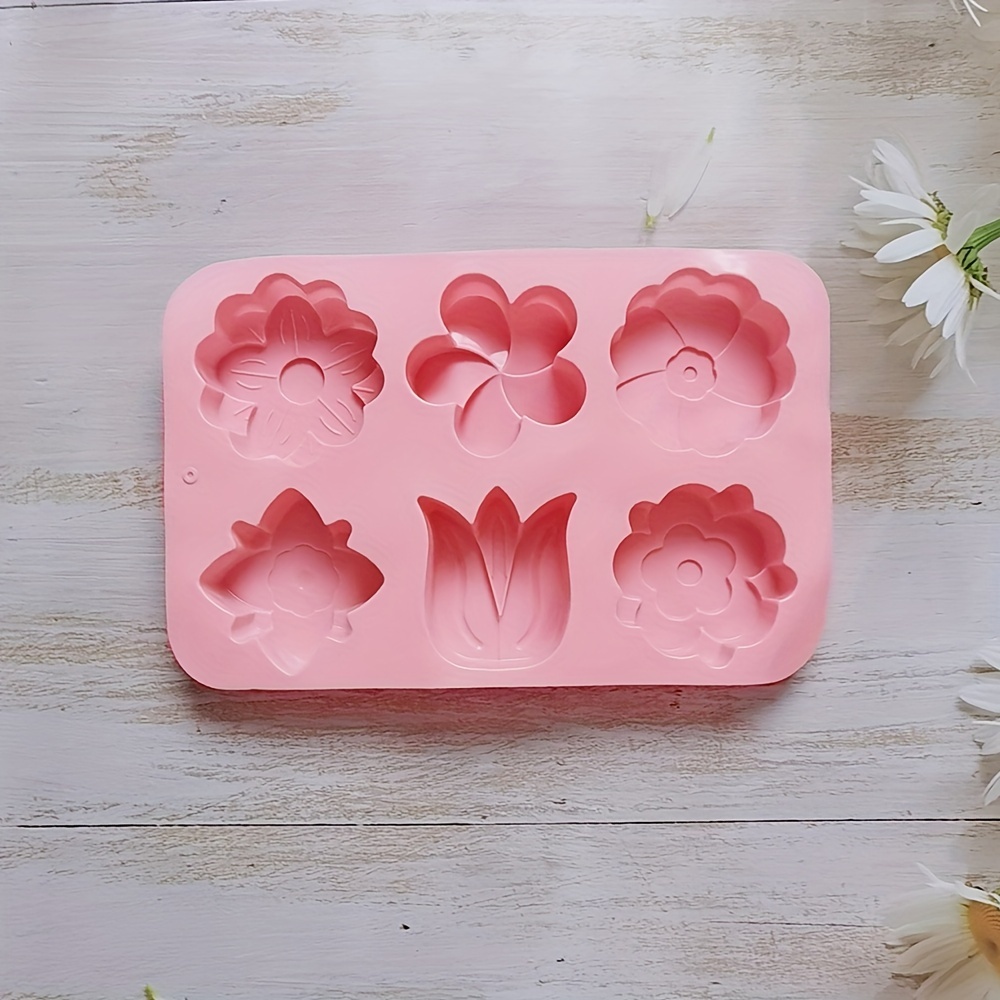 Moldes De Silicona Para Jabones - 6 Cavidades Con Formas De Flores - Para Chocolate, Repostería DIY