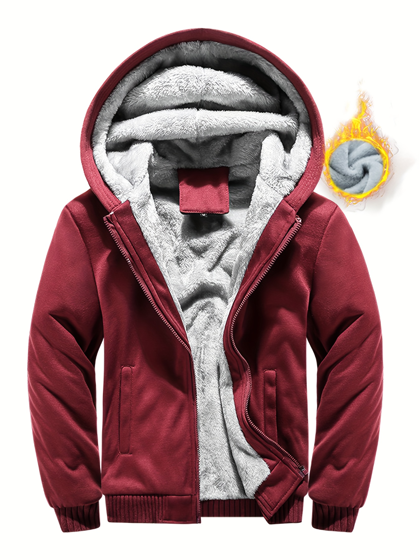 Men's Winter Warm Thick Fleece Hoodie  Winter jacket men, Warm winter  jackets, Solid hoodie