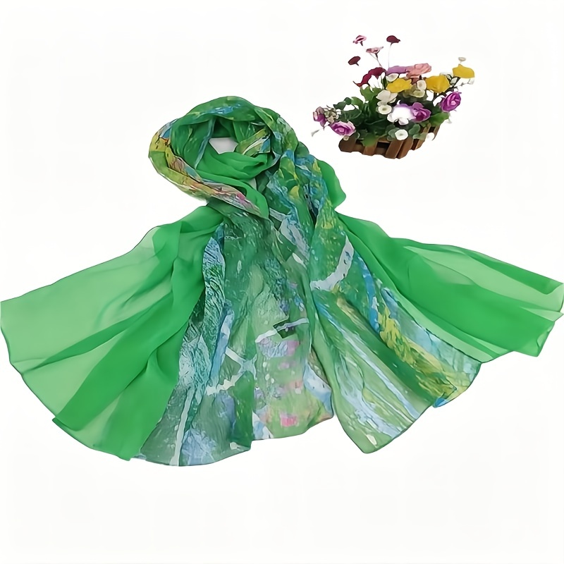 Silk Ladies Sun Protection Shawl Warm Printed Scarf