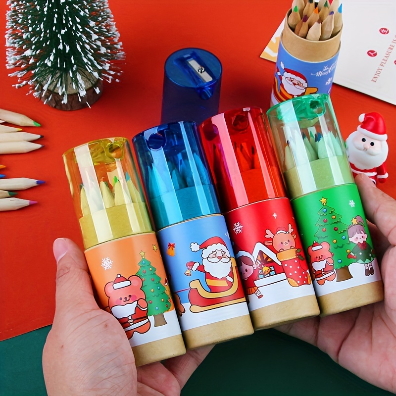 594F 12 pezzi matite colorate natalizie Kit artistico portatile per bambini  per disegno artistico per bambini