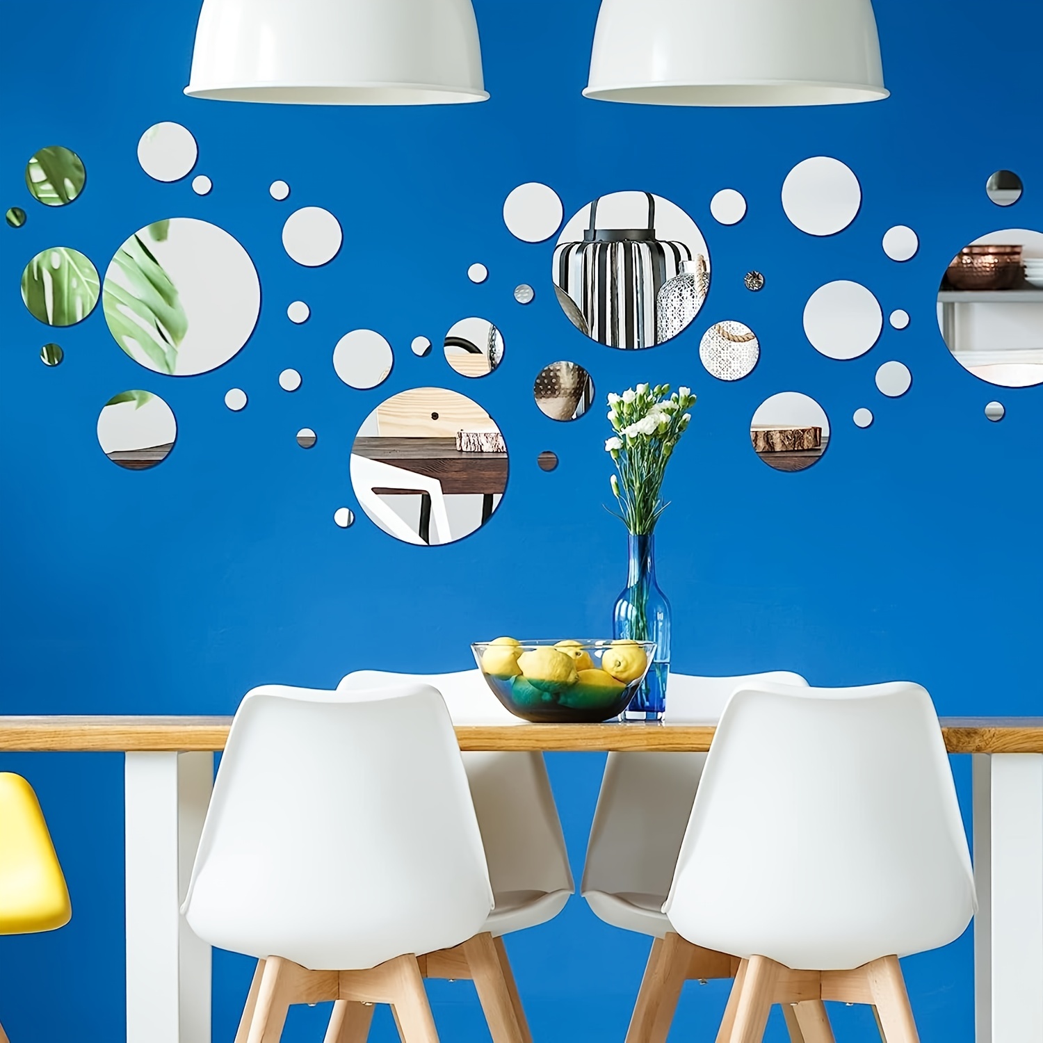 Acheter Autocollants de décoration murale miroir acrylique 3D, 32 pièces/ ensemble, décoration auto-adhésive créative pour salon, chambre à coucher,  salle de bain, DIY bricolage