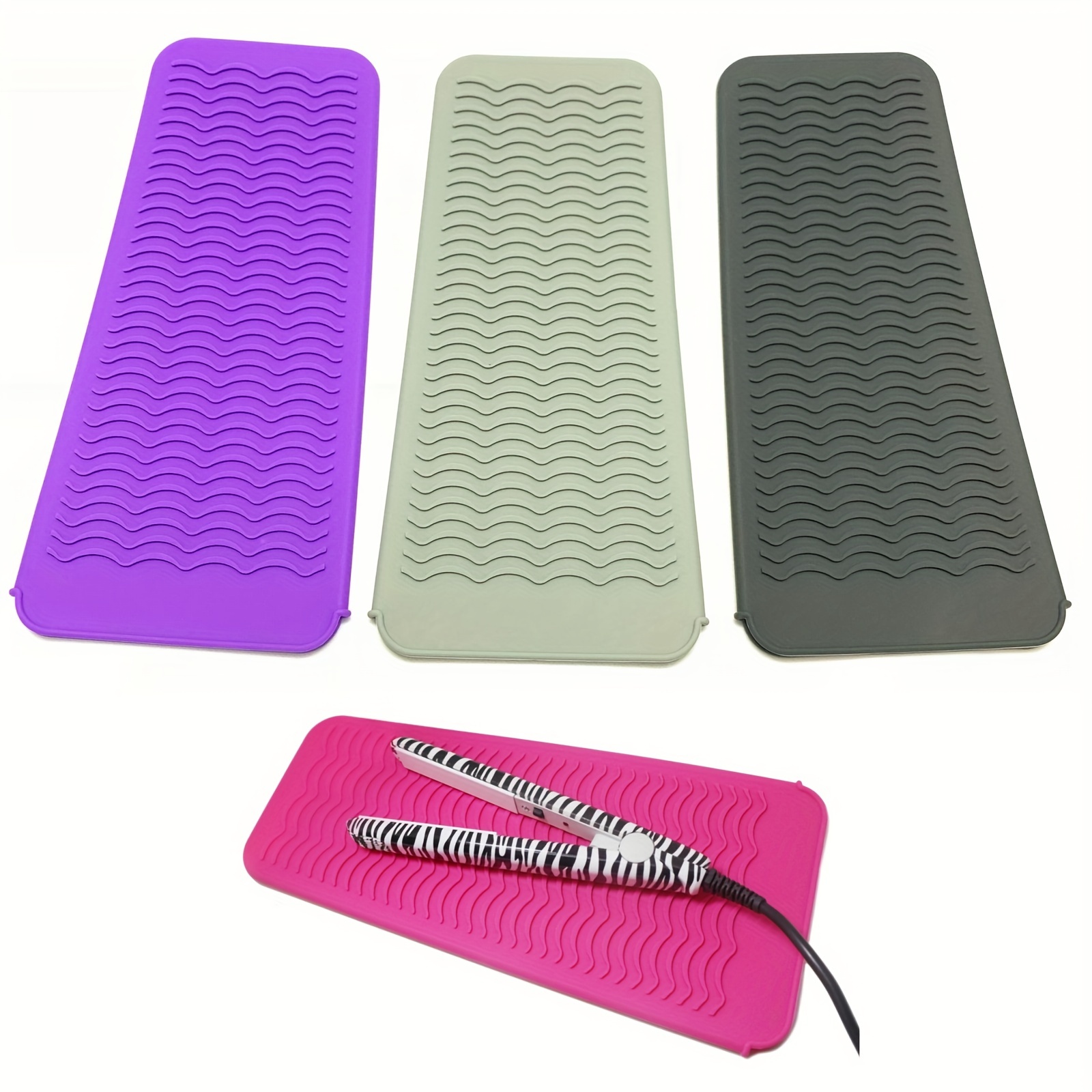 Silicone Heat Resistant Mat for Hair Tools,Pink Flat Iron Mat,Black Curling  Iron Mat,Heat Resistant Silicone Mat for Hair Tools,Travel Portable Hot