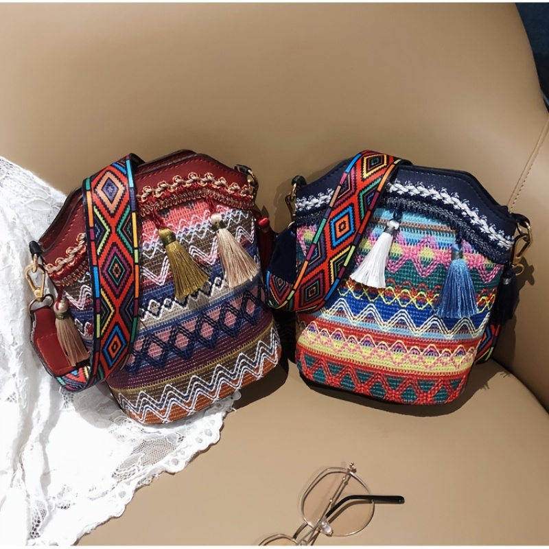 Multicolor Geometric Boucher Bucket Bag