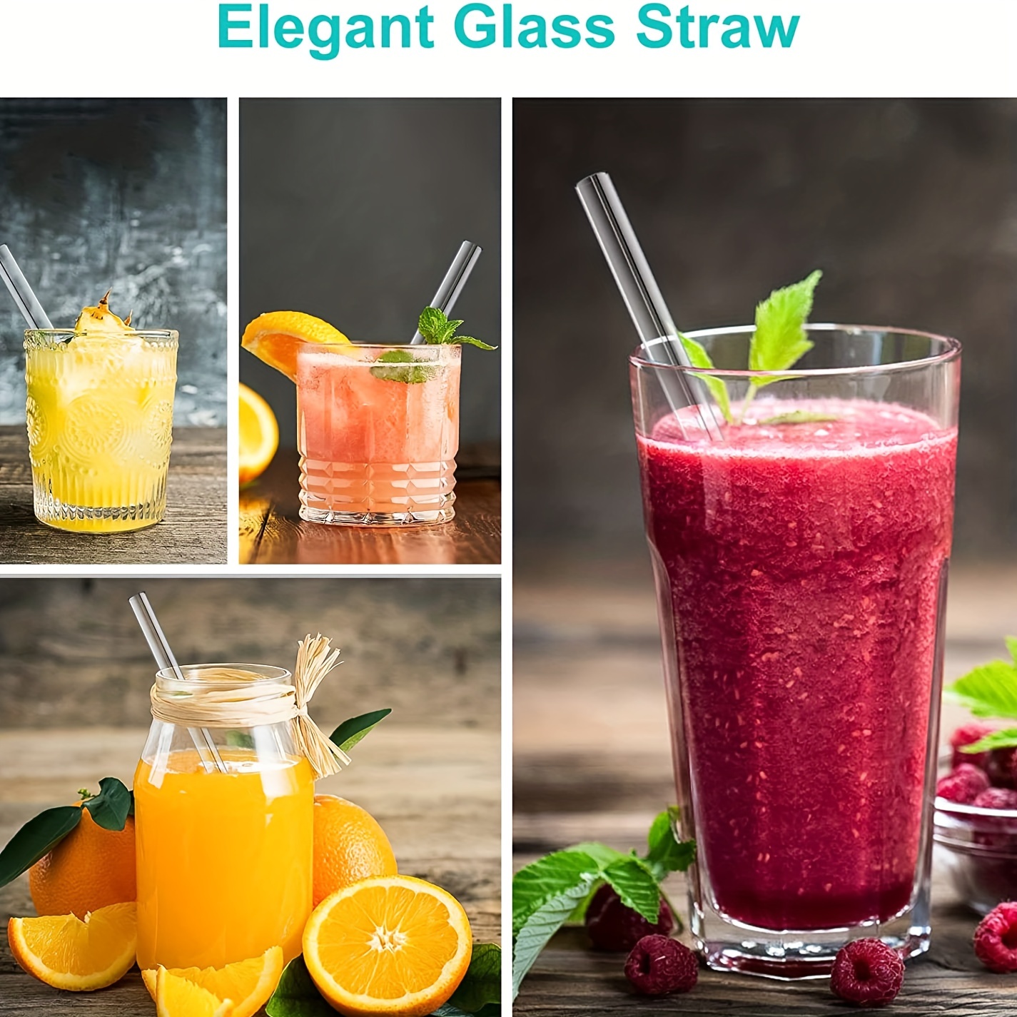 8 Pack Reusable Glass Drinking Straws - 10 x 10 mm - Smoothie Straws for  Milkshakes, Frozen Drinks, Smoothies, Bubble Tea - Environmentally Friendly