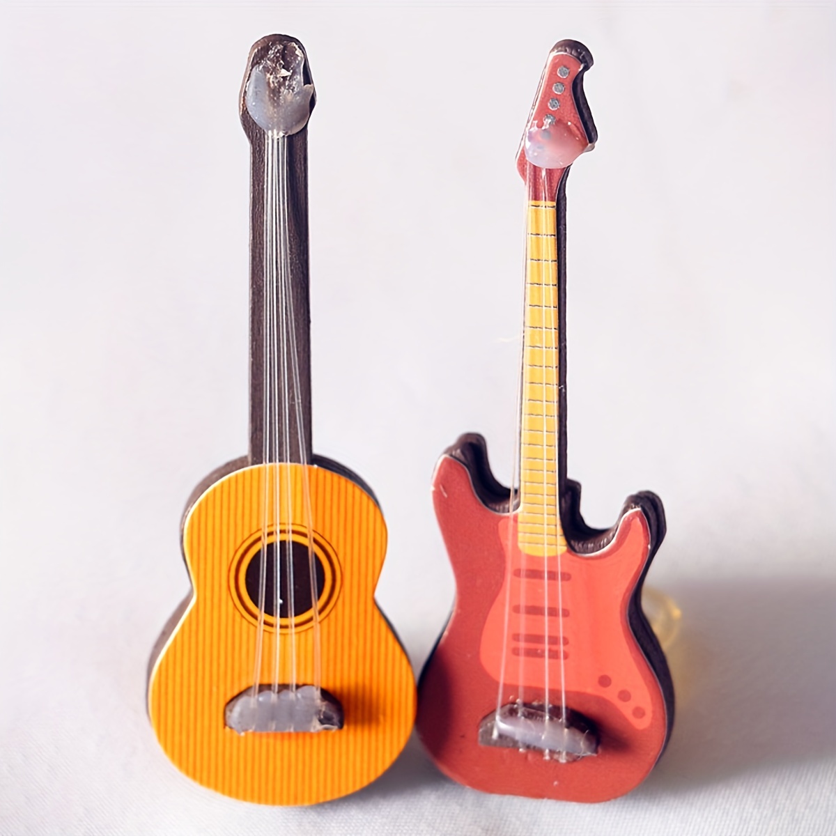Mini Guitar Portable Wood Guitar Wooden Miniature Musical Instrument  Display with Stand Case Gift Toy Home Decor