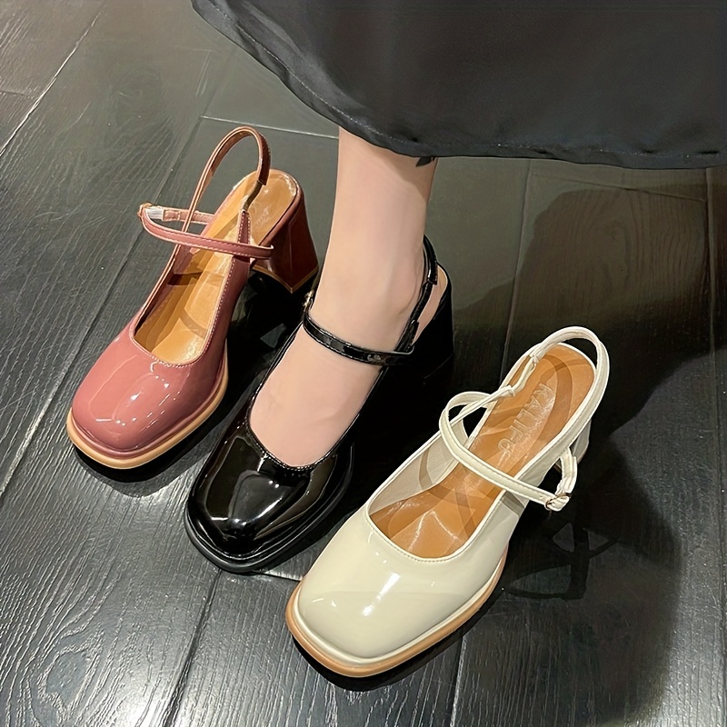 Mary Janes Elegantes Lazo Mujer Zapatos Cómodos Charol Tacón - Temu