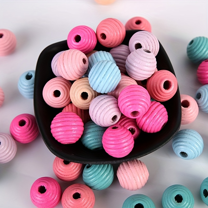 About 200 Pack 20mm Assorted Color Wood Beads - MeiMeiDa 20mm Round  Colorful Wooden Beads with 4mm Hole, Painted Wooden Crafts Spacer Beads for  Kids