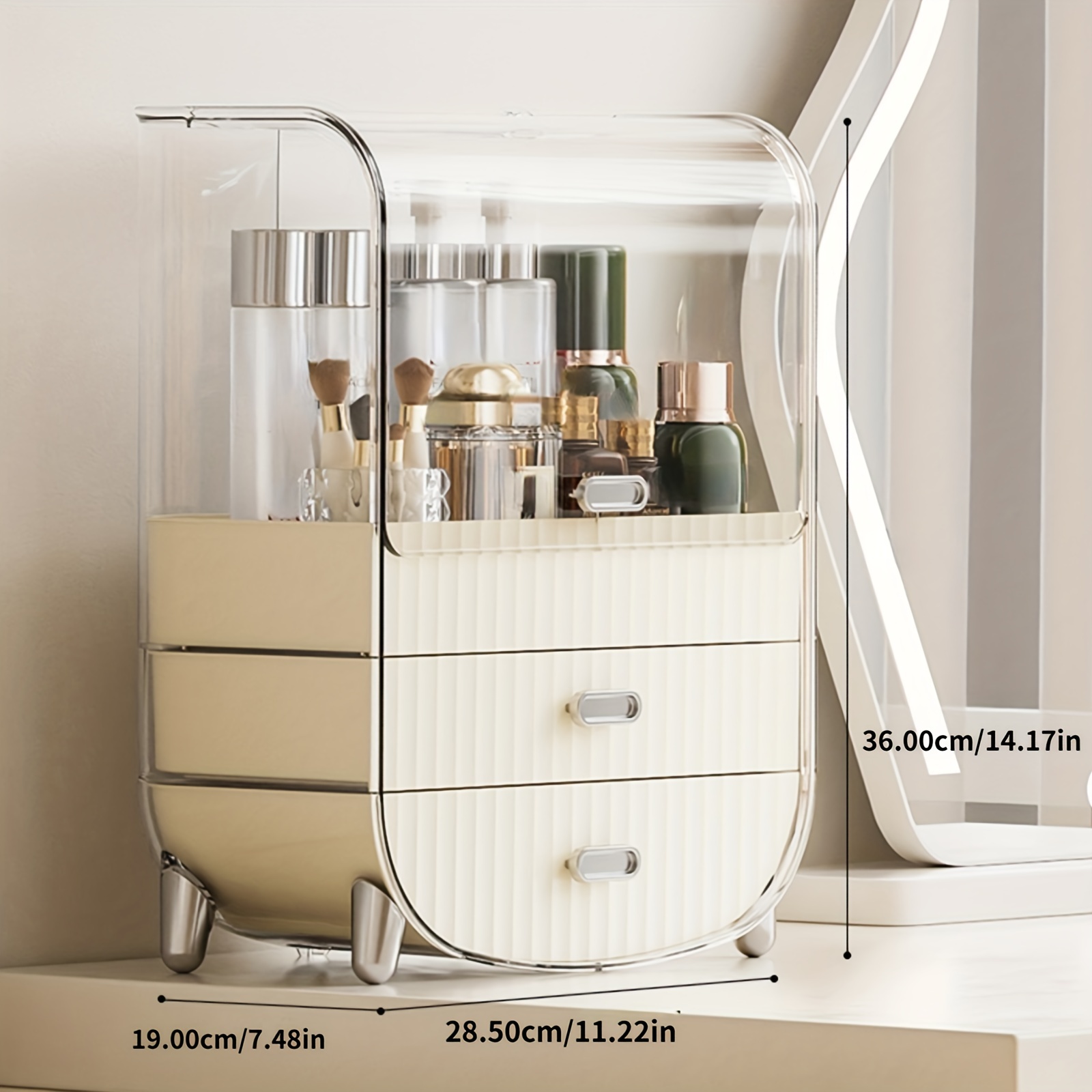 Makeup Organizer With Drawers Dustproof Bathroom Bedroom - Temu