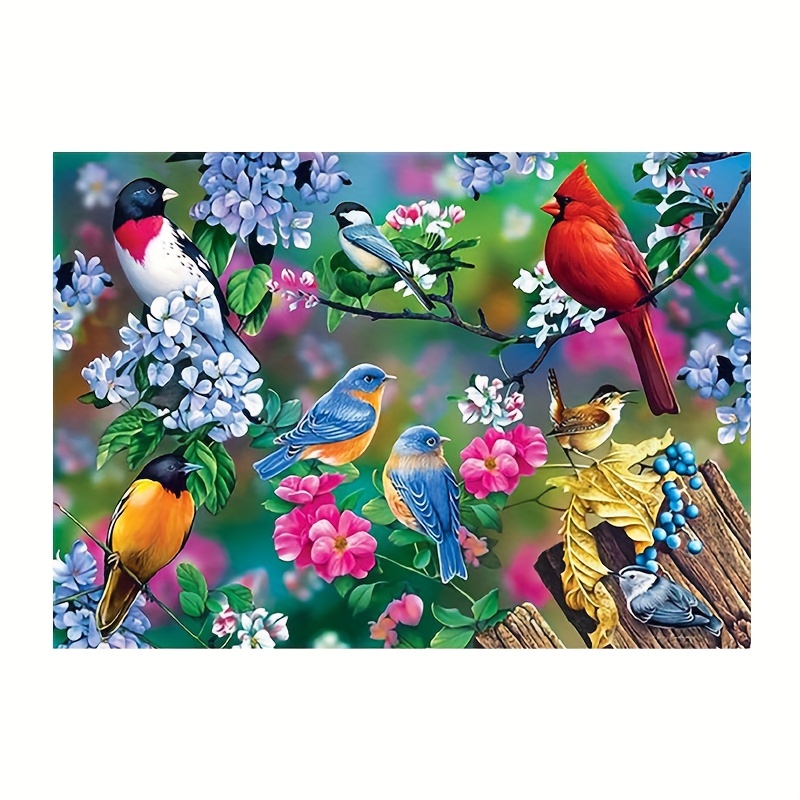 Beautiful Flowers Bird Pattern Diamond Painting Coaster Kit - Temu