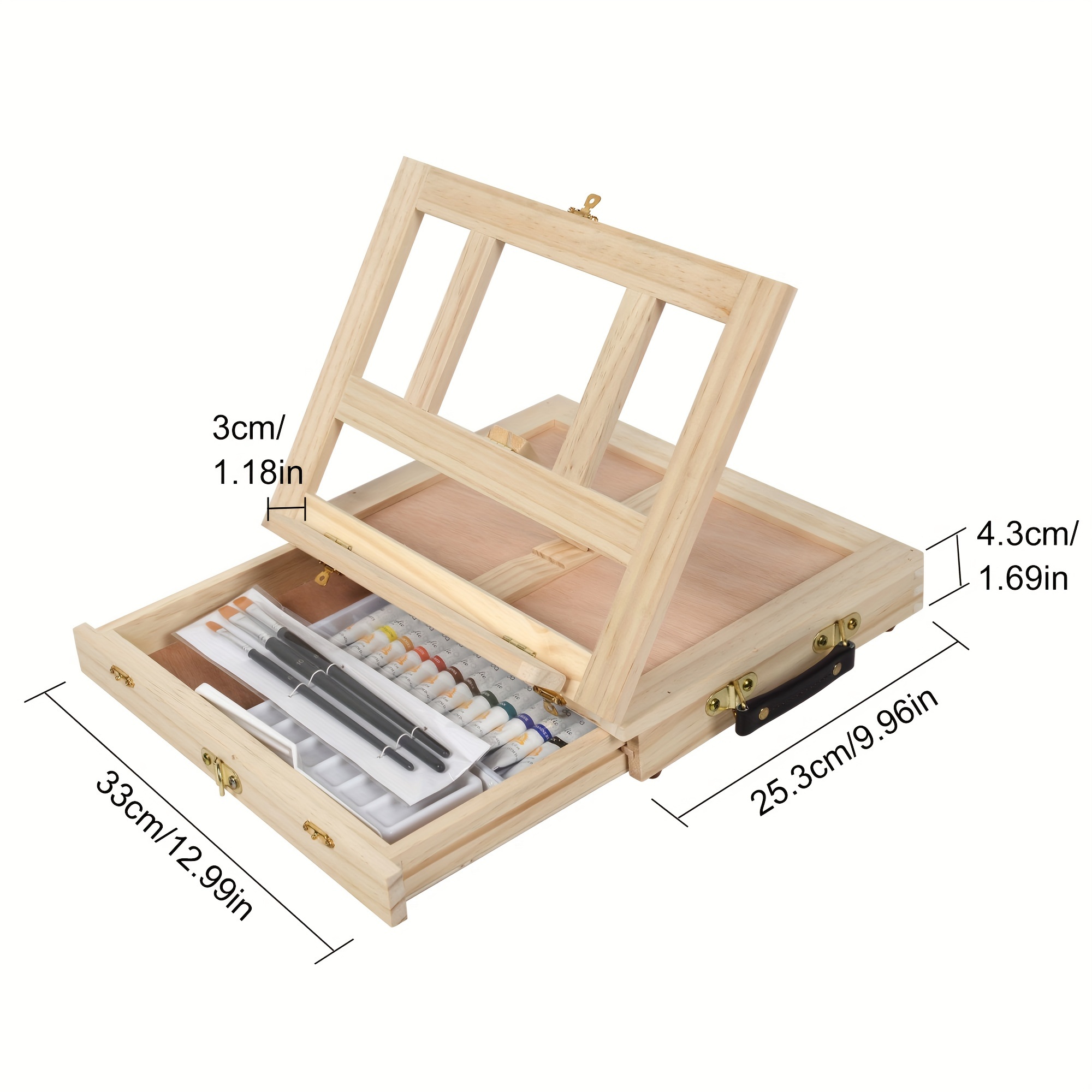 Wooden Art Kit Painting Supplies in Portable Wooden Art Case
