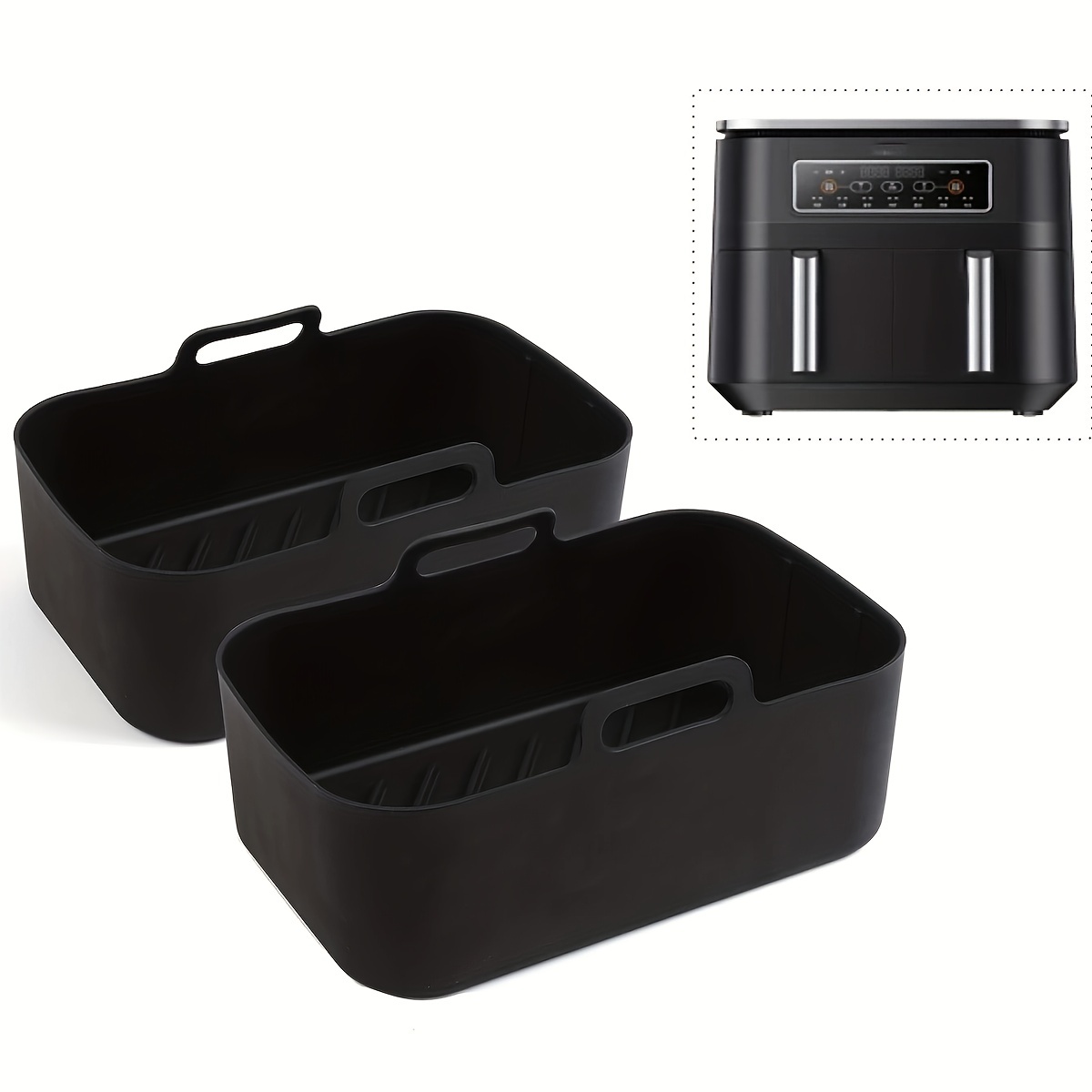 10QT Air Fryer Silicone Liners, MMH 2Pcs Rectangular Airfryer