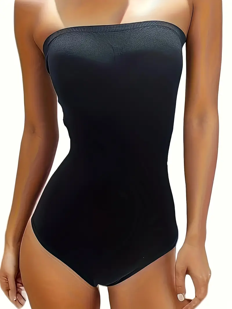 Solid Seamless Strapless Shaping Bodysuit Simple Soft Tummy - Temu